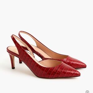 JCREW Colette slingback d'Orsay pumps in crocodile-embossed leather